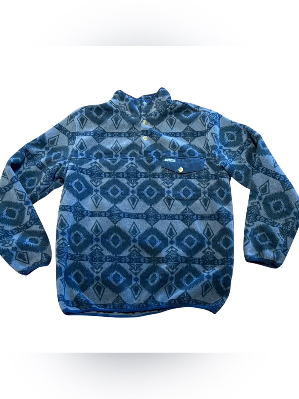 STS Ranchwear Men’s Large Indigo Blue Aztec Pattern Pullover Fleece